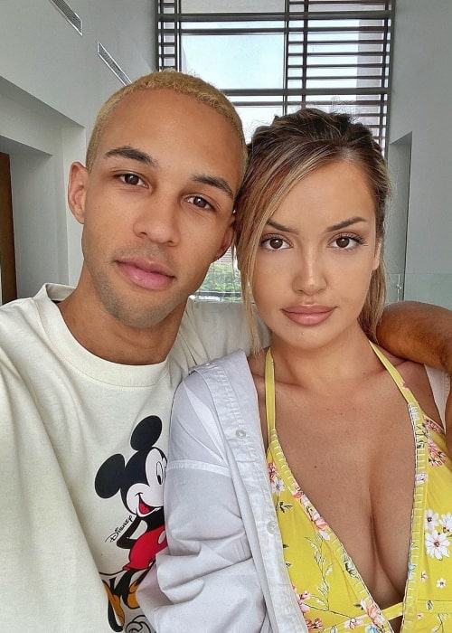 Simon Desue as seen in a selfie that was taken with his beau model, YouTuber, and Instagram star Enisa Bukvic in Dubai in May 2020