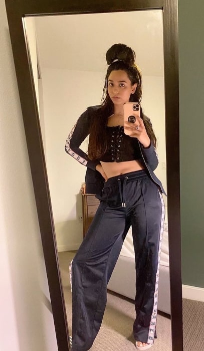 Soundarya Sharma as seen while clicking a mirror selfie in Beverly Hills, California in July 2020
