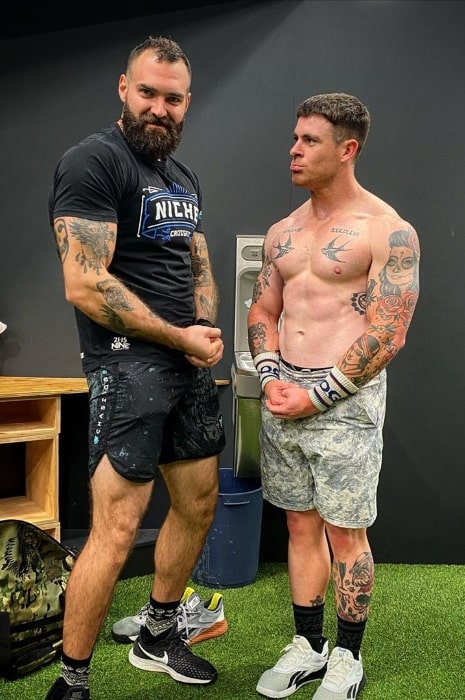 Zac Spencer (Right) posing for a picture alongside Ray Hodgkinson in July 2020