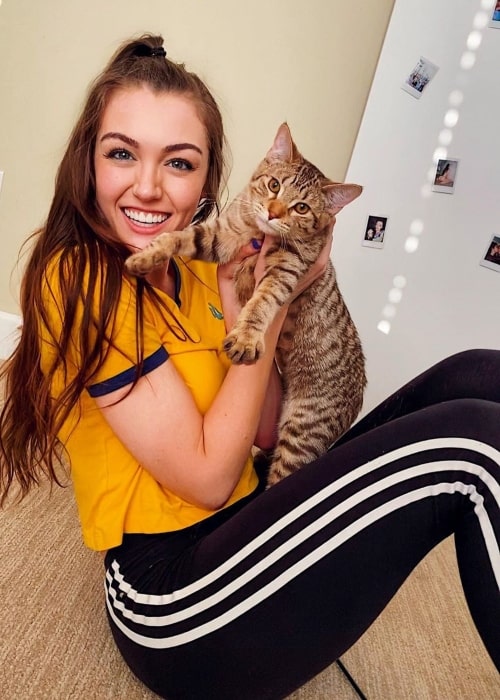 Ally Hardesty as seen in a picture that was taken with her cat Jasmine in Huntington Beach, California in March 2020