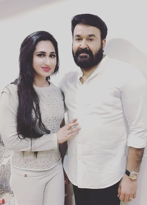 Anjali Ameer as seen while posing for a picture in Mohanlal