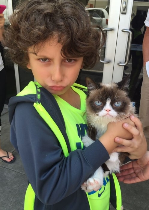 August Maturo in May 2019 sharing his photo with the cat with the cutest little grumpy face