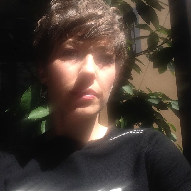 Carrie Coon as seen while taking a selfie in Los Angeles, California in April 2017