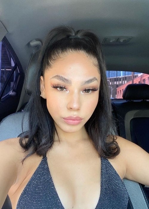 Destiny Marie as seen while taking a car selfie in Los Angeles, California, in July 2020