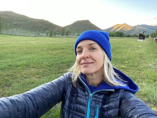 Ever Carradine as seen while clicking a selfie in Sun Valley, Idaho in June 2020