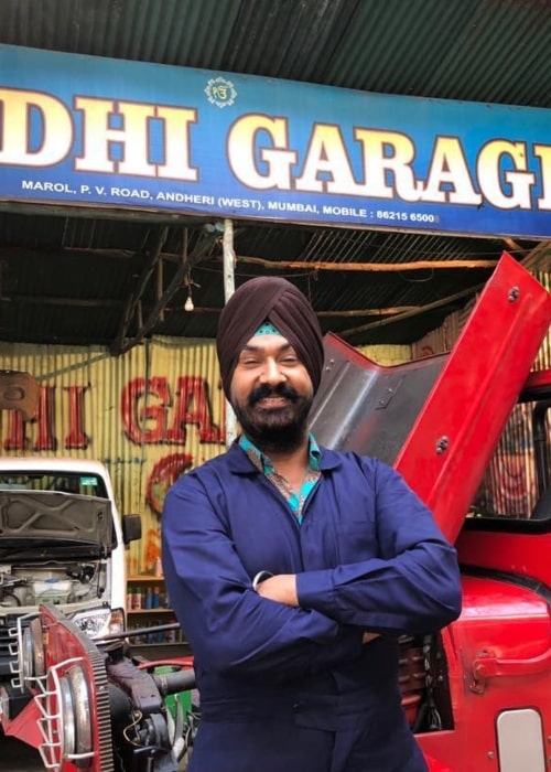 Gurucharan Singh as seen in a picture that was taken in front of his garage in Andheri, Mumbai in May 2020