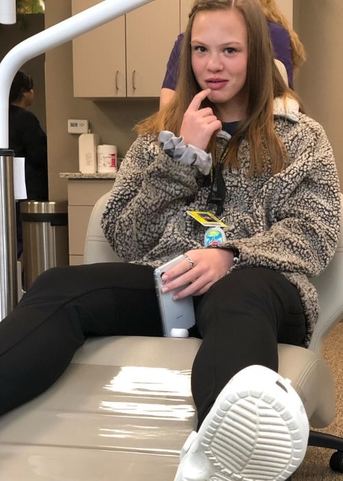 Hailey Greer as seen in a picture that was taken in during an ortho appointment in January 2019