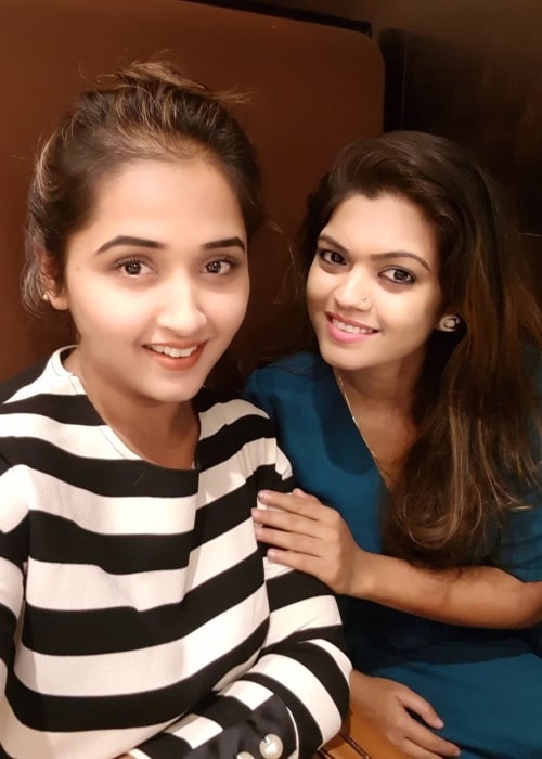 Kajal Raghwani as seen in a selfie that was taken with her friend actress, singer, and performer Nisha Dubey in the past