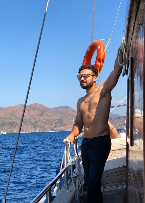 Karim Jovian as seen in a shirtless picture that was taken while on a boat in Datça, Mugla in September 2019