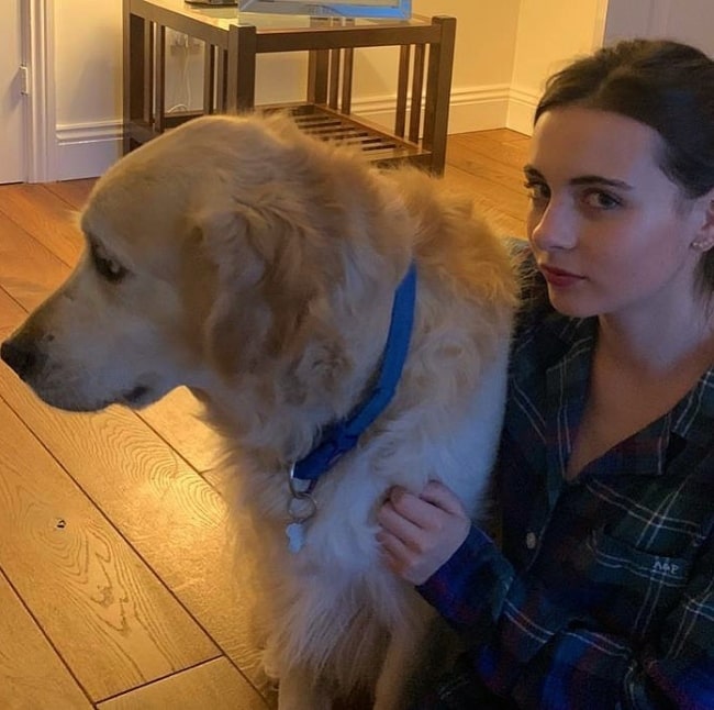 Lara McDonnell in a picture with her dog in May 2020