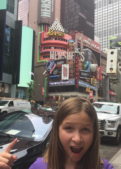 Macey Greer as seen in a picture taken in front of a Hershey's store in July 2017