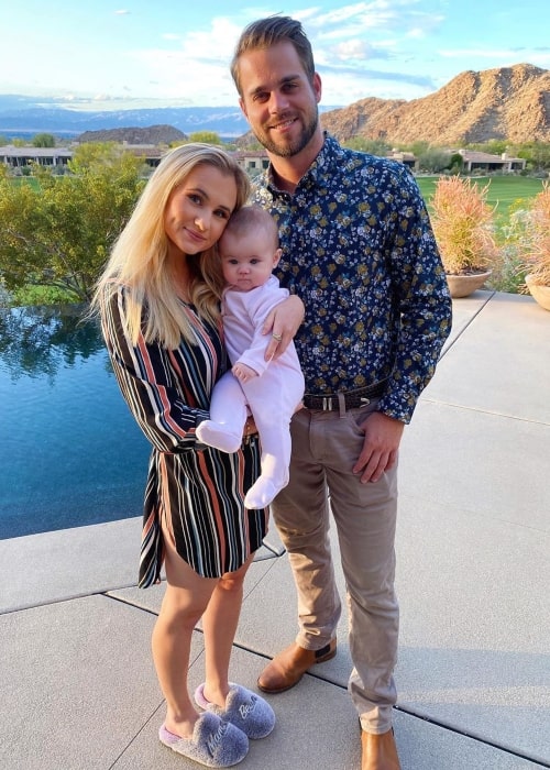Mia Feldman as seen in a picture taken with her beau Spencer Raban Sr. and their daughter Hazel Raban in Palm Desert, California in April 2020