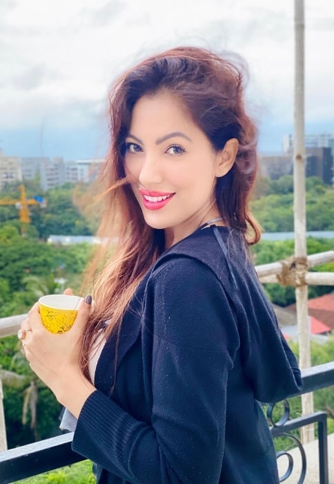 Munmun Dutta as seen while smiling for a picture in Pune, Maharashtra in August 2020