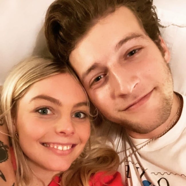 Nell Hudson as seen in a selfie that was taken with her beau Jake Chatterton in August 2020