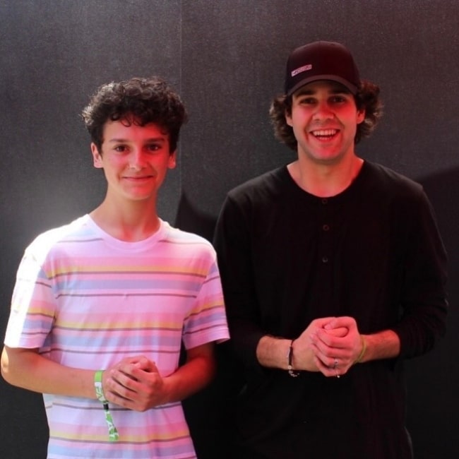 Nicolas Cantu (Left) as seen while posing for the camera alongside David Dobrik at Hollywood Palladium in June 2019