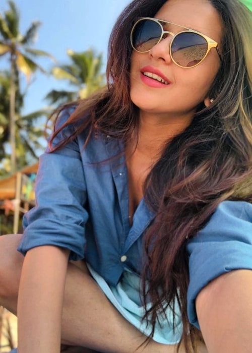 Shivani Surve as seen while clicking a selfie in May 2020