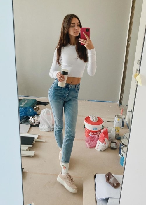 Zhenya Katava as seen in a selfie that was taken in Vulica Jazminavaja in August 2020