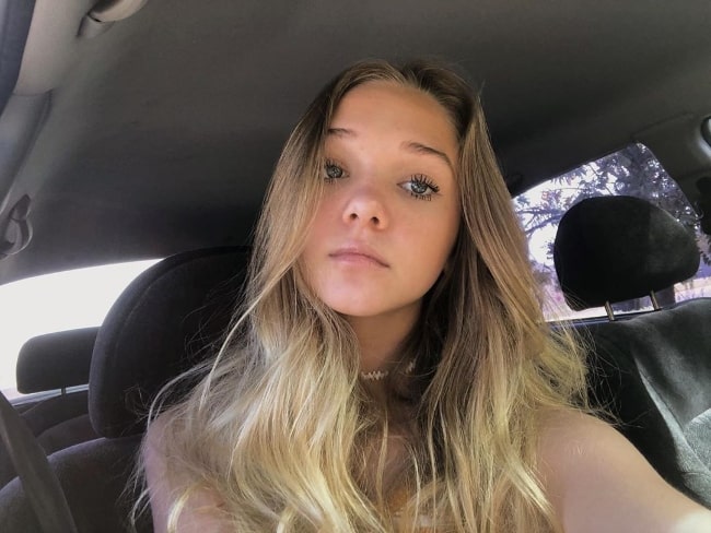 Abby Ritter as seen while clicking a car selfie in October 2019