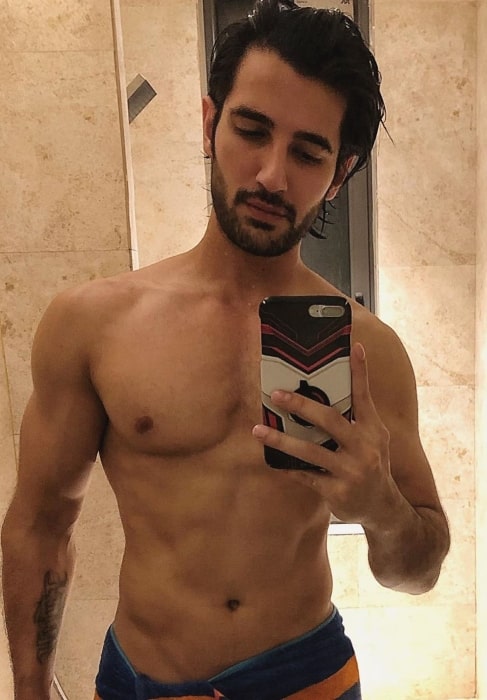 Aditya Seal getting refreshed after a long and hot day in May 2019