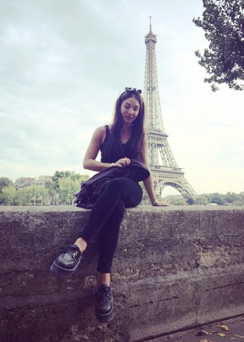 Alida Morberg as seen while posing for a picture in Paris, France with Eiffel Tower in the background