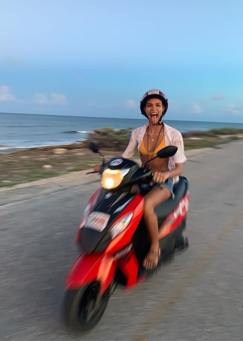 Barbara Valente as seen in a picture that was taken in July 2019, while riding a scooter