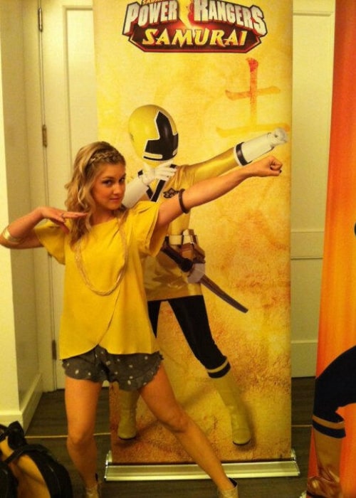 Brittany Anne Pirtle as seen in a picture that was taken while she mimicked her character Emily from The Power Rangers Samurai in April 2013