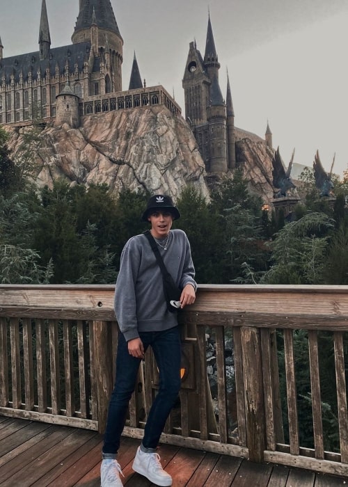 Daniel De Aguiar as seen in picture that was taken in front of The Wizarding World of Harry Potter in February 2020