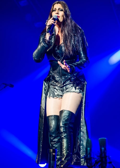 Floor Jansen as seen in a picture that was taken during a live performance with Nightwish in 2015