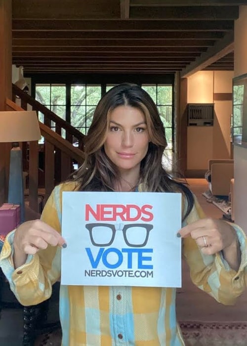 Genevieve Padalecki as seen in a picture while promoting National Voter Registration Day in September 2020