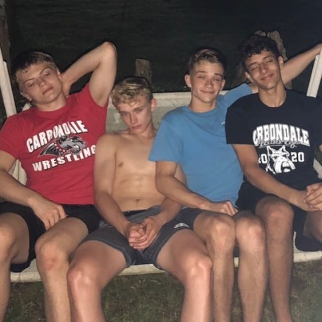 HamzahTheFantastic as seen in a picture that was taken with his friends Tanner Burke, James Oberg, and Aron-Taylor in May 2019