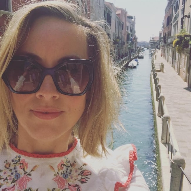 Kathryn Thomas enjoying herself in Venice in Italy in the past