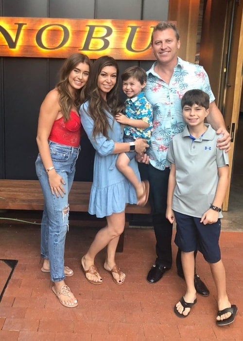 Kira Girard as seen in a picture with her husband David Newman and children Jett, Kalani, and Jax in July 2020