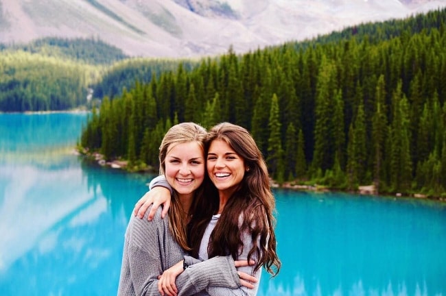 Madison Prewett (Right) smiling for a picture alongside her friend Mary Clay Holtkamp in Banff, Alberta, Canada in September 2016