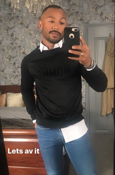 Marcus Collins as seen while taking a mirror selfie at Hampsons in July 2020