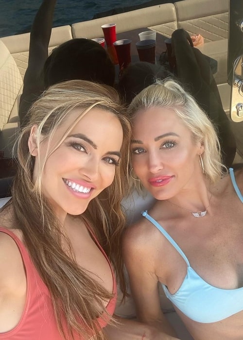 Mary Fitzgerald (Right) as seen while smiling in a selfie alongside Chrishell Stause at Newport Beach, California in August 2020
