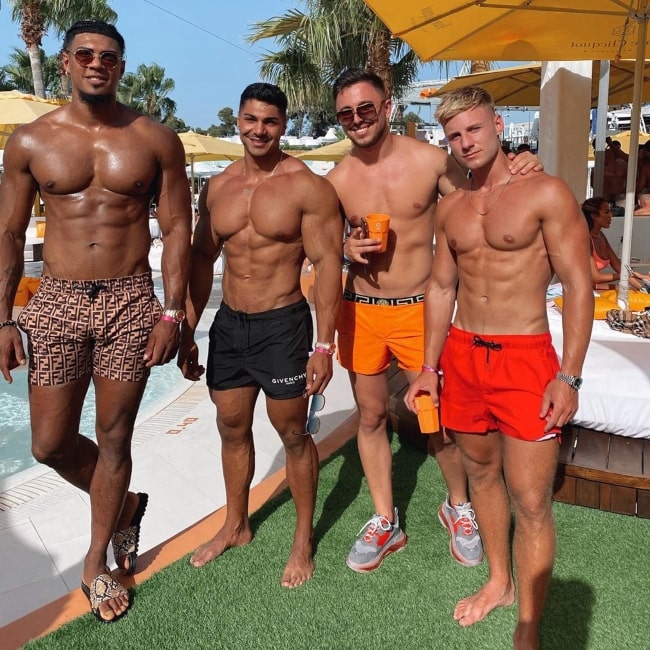 Max Wyatt as seen in a picture that was taken at O Beach Ibiza with Cosmin Doltu, Andrei Deiu', and Brandon Lee in Ausgust 2020