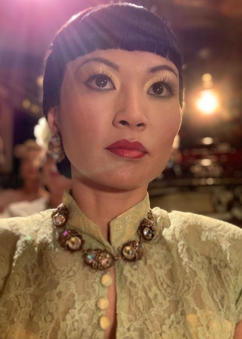 Michelle Krusiec as seen in a selfie while dressed as her character Anna May Wong in Los Angeles, California in July 2020