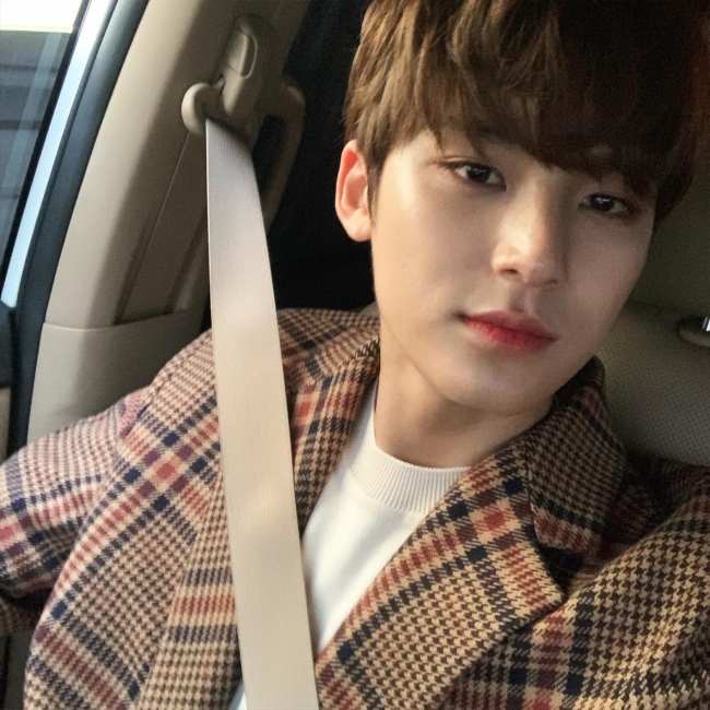 Mingyu as seen taking a selfie in 2018