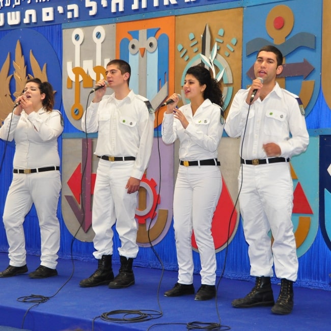 Netta Barzilai as seen in a picture that was taken during her performance with the Israeli Navy band in 2014