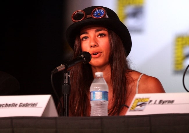 Seychelle Gabriel as seen while speaking at the 2012 San Diego Comic-Con International in San Diego, California