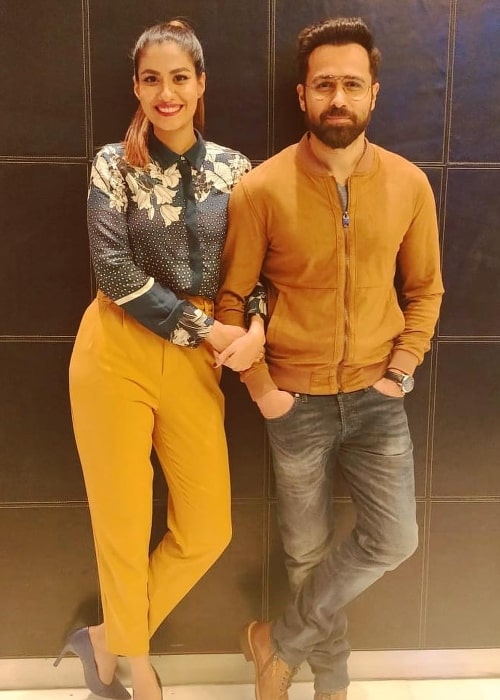 Shreya Dhanwanthary as seen while posing for a picture alongside Emraan Hashmi during the Delhi promotions for 'Why Cheat India' in January 2019