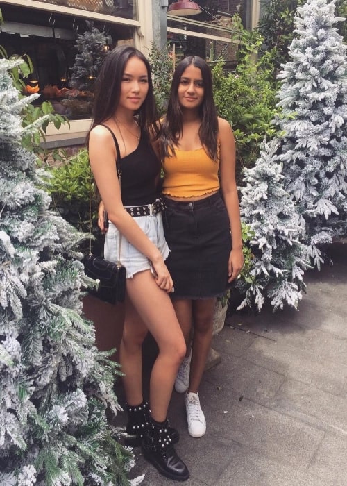 SimoneSquared as seen in a picture that was taken with her friend Shania Sharma in November 2018