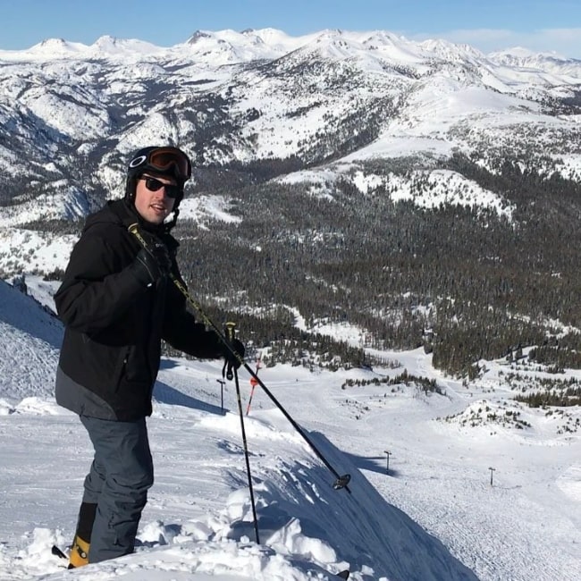 Austen Rydell pictured at the top of Mammoth Moutain in Mammoth Lakes, California in January 2017