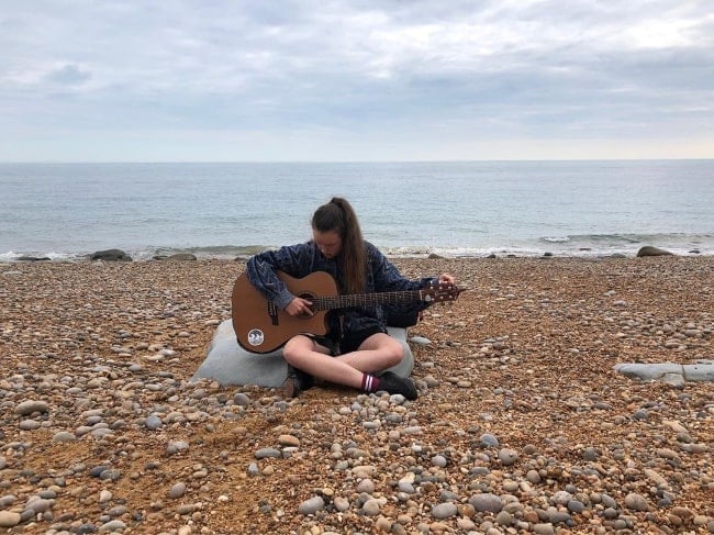Bella Ramsey pictured at Eypemouth Beach in 2019