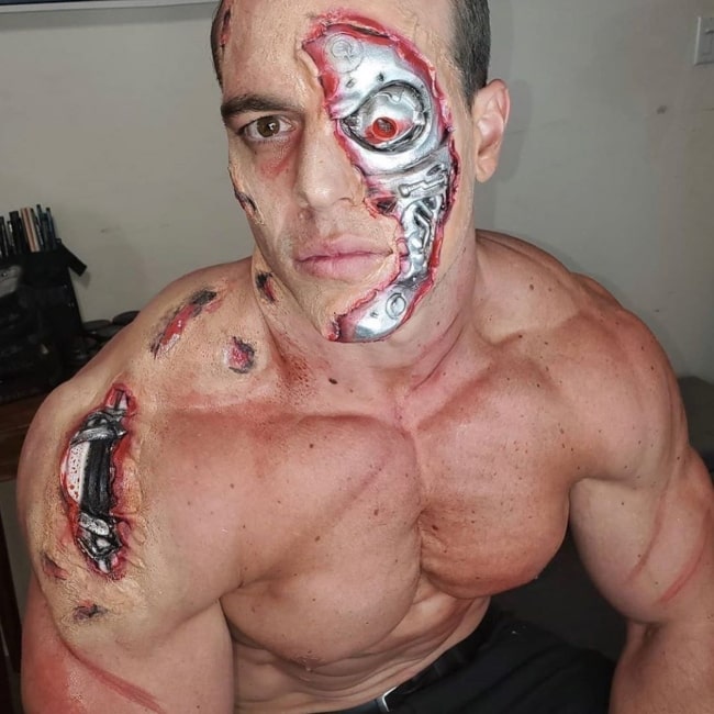 Brad Castleberry as seen in a picture that was taken with the Terminator makeup for Halloween in October 2020