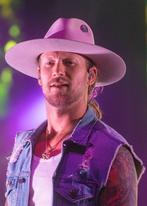 Brian Kelley pictured while performing at the World's Biggest USO Tour in Washington, D.C., on September 13, 2018