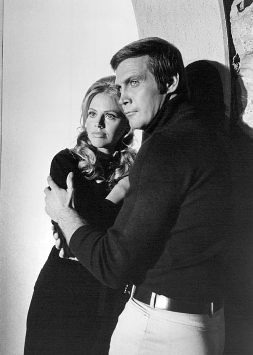 Britt Ekland and Lee Majors as seen in one of the made for television movies that began 'The Six Million Dollar Man' television series