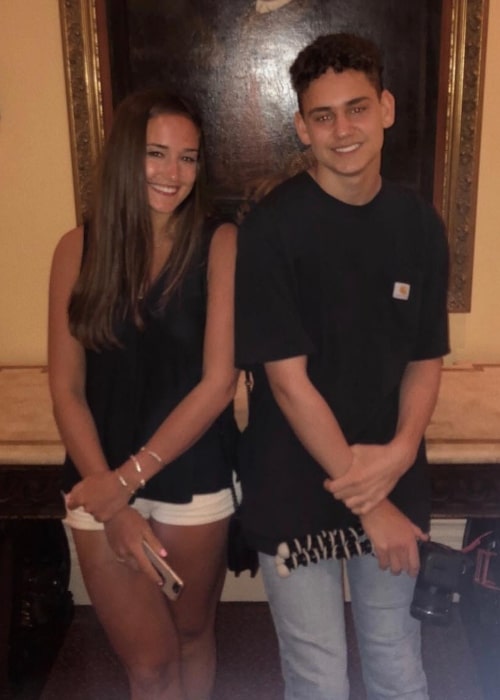 Chase Rutherford smiling for a picture alongside Brooke Rutherford at Hotel Galvez and Spa in June 2018