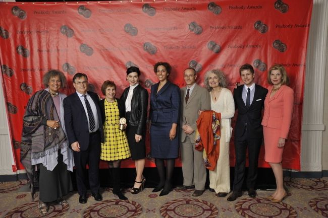 Christine (extreme right) as seen posing with the cast of The Good Wife in 2011