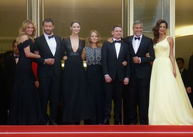 Dominic (second from left) as seen with the cast of Money Monster at the 2016 Cannes Film Festival